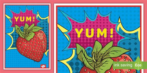 Strawberry Pop Art Display Poster (teacher made) - Twinkl