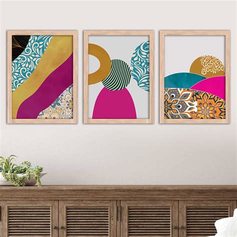kotart Wood Set Of 3 Framed Paintings For Wall Decoration Abstract ...