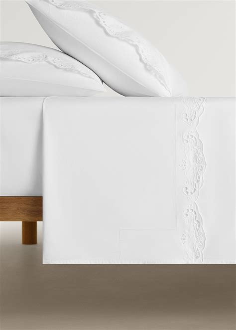 59/63 inches embroidered cotton top sheet - Home | MANGO USA