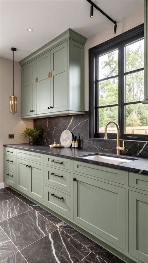 23 Eye-Catching Green and Black Kitchen Ideas in 2025 | Green kitchen ...