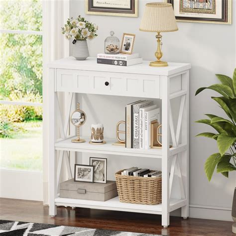 Amazon.com: FATORRI Small Bookcase with Drawer, Wood and Metal ...