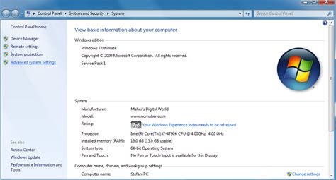 Image result for Advanced System Settings Control Panel