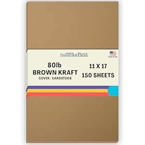 150 Brown Kraft Fiber 80# Cover Paper Sheets - 11" X 17" (11X17 Inches ...