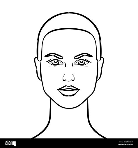 Woman Face Portrait Outlines Digital Sketch Vector Image