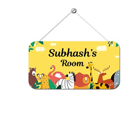 Buy ARTBUG Jungle Theme Customizable Name Door Name Plate for Kids Room ...