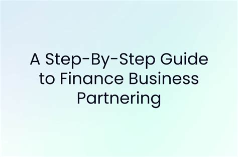 A Step-By-Step Guide to Finance Business Partnering