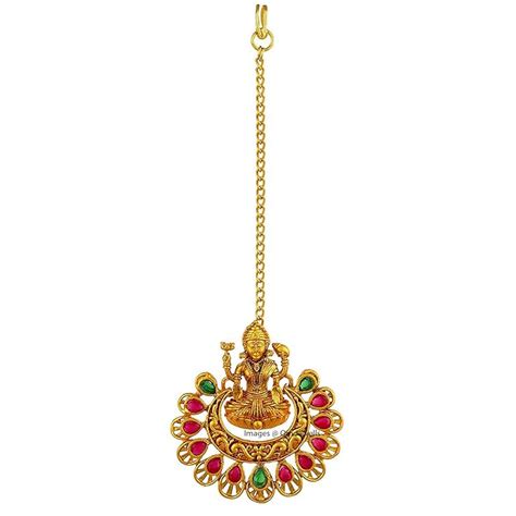 Buy Om Jewells Bridal Jewellery Gold Plated Maang Tikka Studded With ...