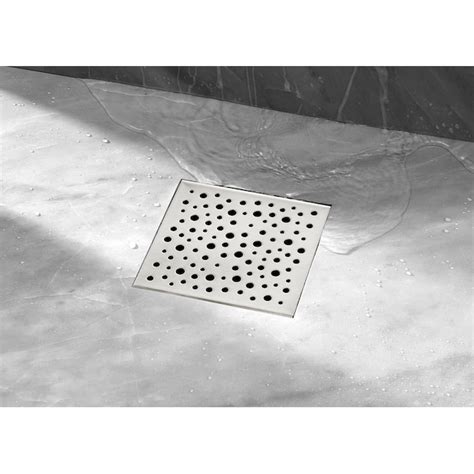 ELEGANTE DRAIN COLLECTION 6 In. Raindrop Pattern Stainless Steel Square ...