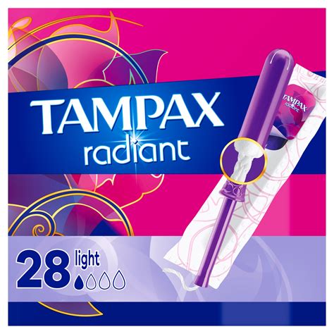 Tampax Radiant Tampons Light Absorbency, Unscented, 28 Count | Pick Up ...