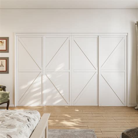 JUJUBON Closet Door 120-in × 80-in White K-frame Smooth Solid core ...