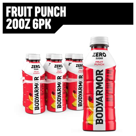 BODYARMOR Zero Sugar Fruit Punch Electrolyte Sports Drink, 20 fl oz, 6 ...