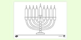 Hanukkah Menorah Outline Colouring Sheet (teacher made)