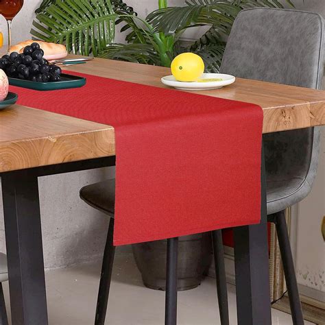 Buy HOME COLORS.IN Cotton Solid Ribbed 6 Seater Table Runner for Dining ...