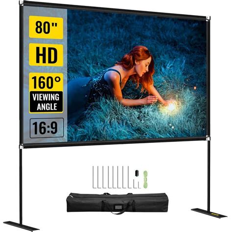 Buy 80 in. Outdoor Projector Screen with Stand Portable Movie Screen ...