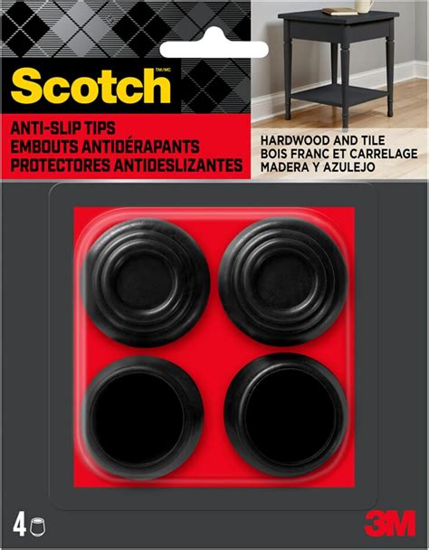 Scotch Chair Tips, 6-Pack of 4 1-1/8 in. Black Rubber Anti-Slip Chair ...