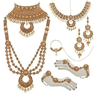 Buy Lucky Jewellery Bridal Dulhan Golden Color Alloy Gold Plated ...