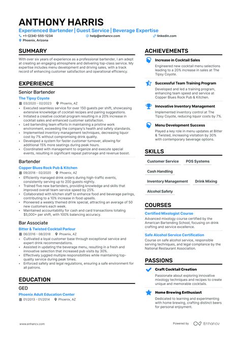 Sample Bartender Resume Examples Bartender Resume Examples And