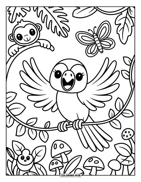 Image result for Parrot Coloring Pages