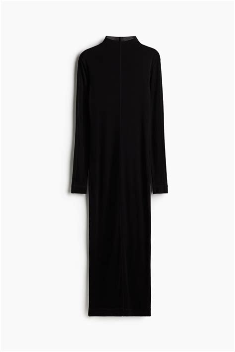 Wool Mock Turtleneck Dress - Black - Ladies | H&M US