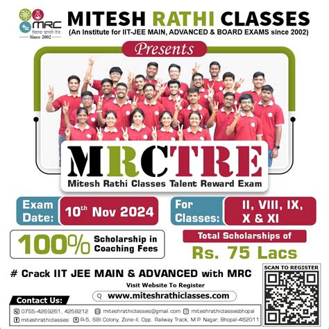 MRCTRE 2024, Mitesh Rathi Classes R-5, SBI Colony Zone-II, OPP. Railway ...