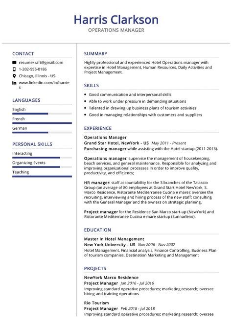 Operations Manager Resume 的图像结果