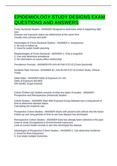 Image result for Epidemiology Study Design Exam Questions PDF