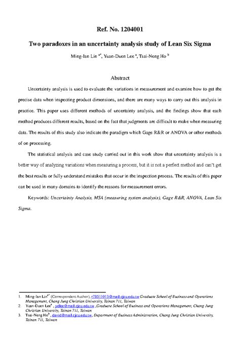 MSA Study - Ming-Ian LinManagement, Chang Jung Christian University ...