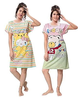 Buy New Crush Women Cotton Blend Mini Cartoon Print Nighties T-Shirts ...
