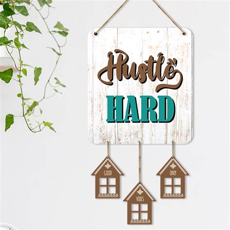 Hustle Hard Quotes Wall Hangings for Home Wall Decoration - MDF Wood D ...