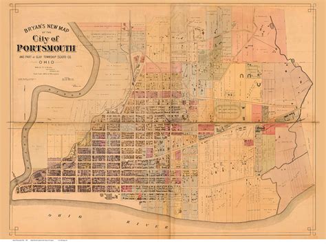 Portsmouth 1889 Bryan - Old Map Reprint - Ohio Cities - OLD MAPS