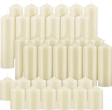 Amazon.com: MTLEE 36 Pcs Pillar Candles Bulk Set of 3 Long Burning Wax ...