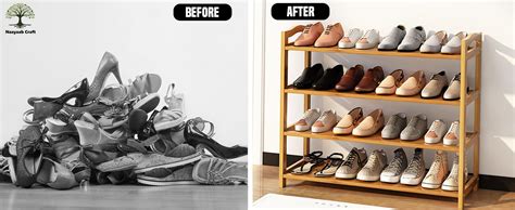 Naayaab Craft Bamboo Shoe Racks 4 Tier Shoes Storage Shelf, Multi ...