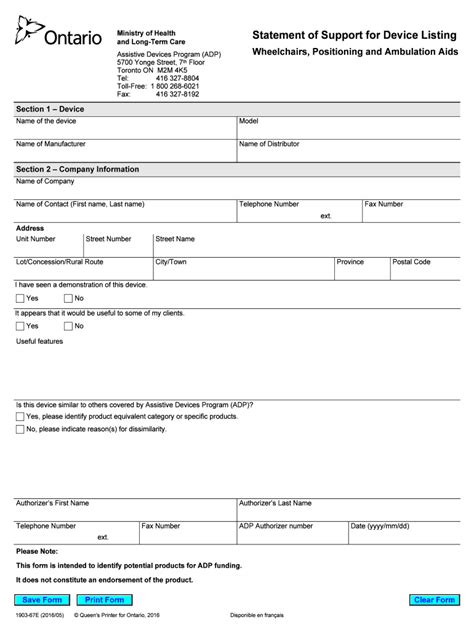 Fillable Online forms ssb gov on Statement of Support for Device ...