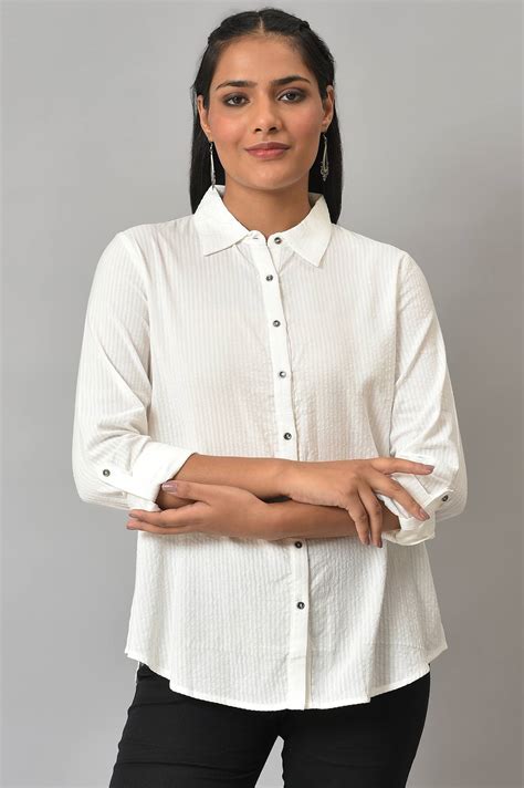 Buy Ecru Shirt Collar Top @ 1799 | W for woman – wforwoman
