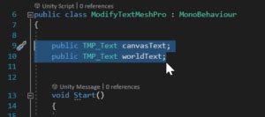 Image result for Unity Text Mesh Pro Script
