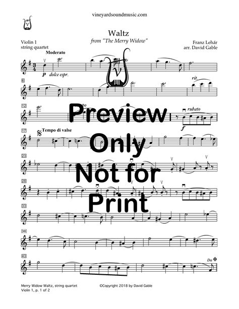 Waltz, from “The Merry Widow” (string quartet) – Vineyard Sound Music