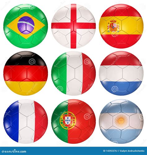 Soccer Balls Flags of Top Ranked Countries 3d Stock Illustration - Illustration of isolated ...