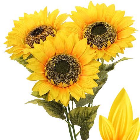 Buy Large Sunflowers Artificial Flowers 9" Full Bloom Long Stem ...