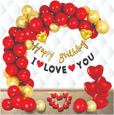 HK balloons Pack of 72 pcs Birthday decoration kit with golden banner I ...