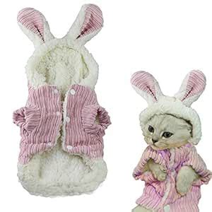 ANIAC Dog Plush Outfit with Hood Pet Rabbits Costume with Bunny Ears ...
