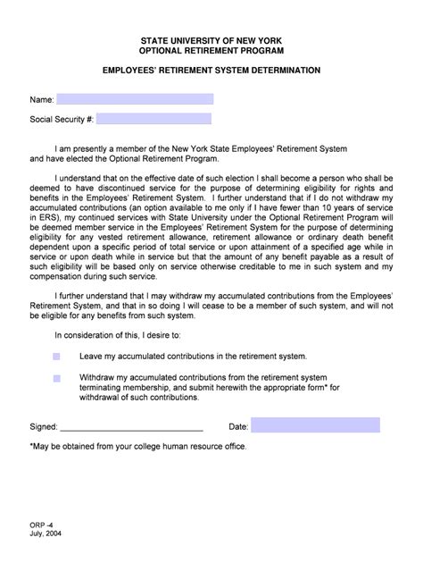 Fillable Online Optional Retirement Program Determination Form Fax ...