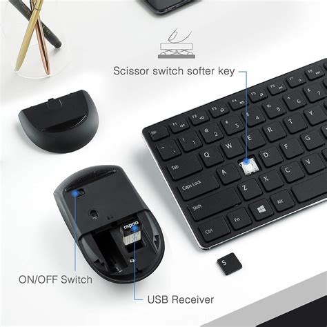 Buy Rapoo Slim Wireless Keyboard and Mute Mouse Combo, 4.9mm Ultra-Thin ...
