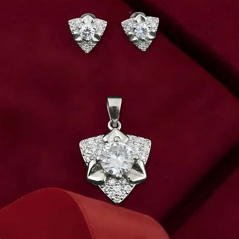 925 Sterling Silver Floral Star Pendant & Stud Earrings Set | Elegant ...