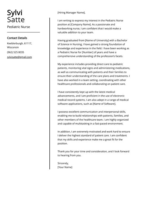 Nursing Cover Letter For Children's Hospital at Harrison Humphery blog