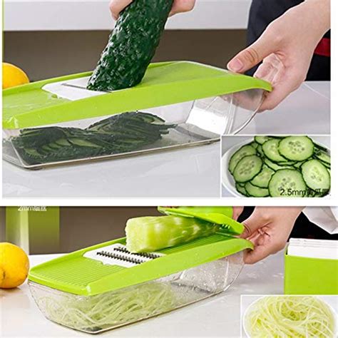 Vegetable Cutter Box Adjustable Mandoline Slicer with 4 Interchangeable ...