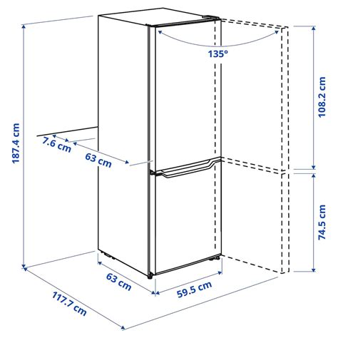 UPPKALLA Fridge/freezer | Fridge dimensions, Refrigerator dimensions ...