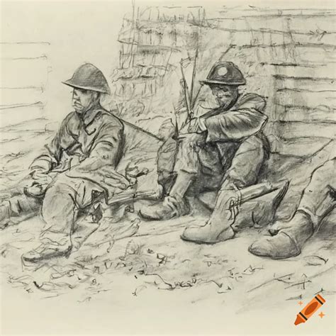 Soldiers Drawings World War 1