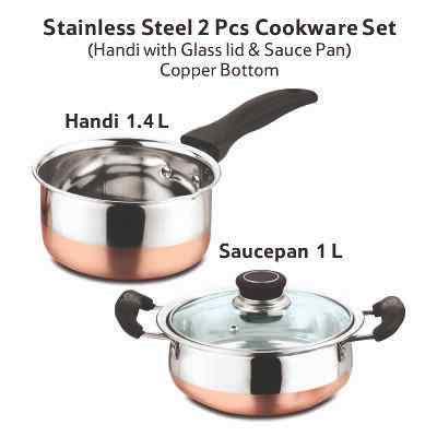 Smartle Stainless Steel Cookware Set Without Lid set of 2 – Starquik