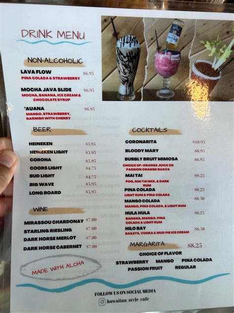 Menu at Hawaiian Style Cafe Hilo, Hilo, 681 Manono St