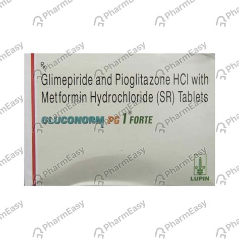 Gluconorm Pg 1mg Forte Strip Of 10 Tablets: Uses, Side Effects, Price ...